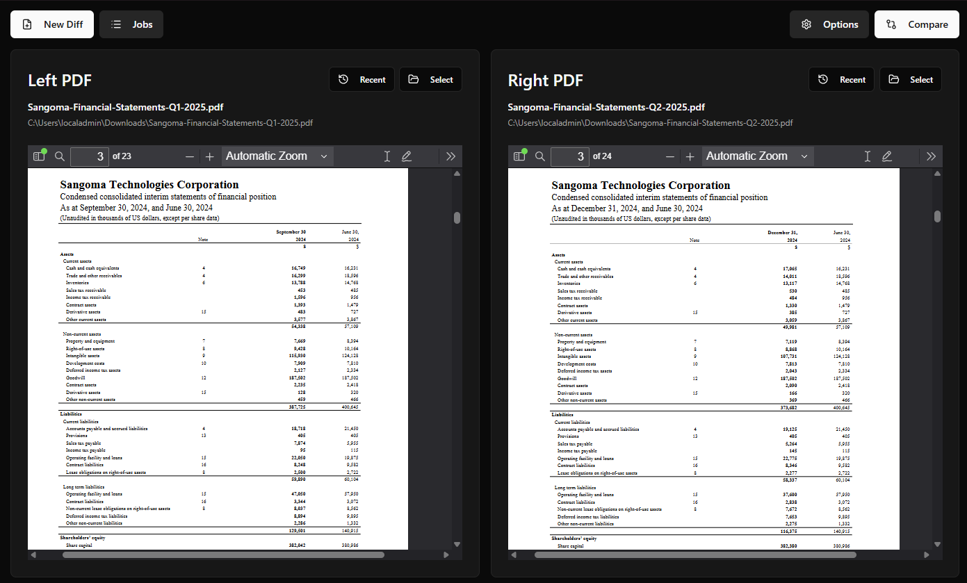 Two PDFs selected with preview